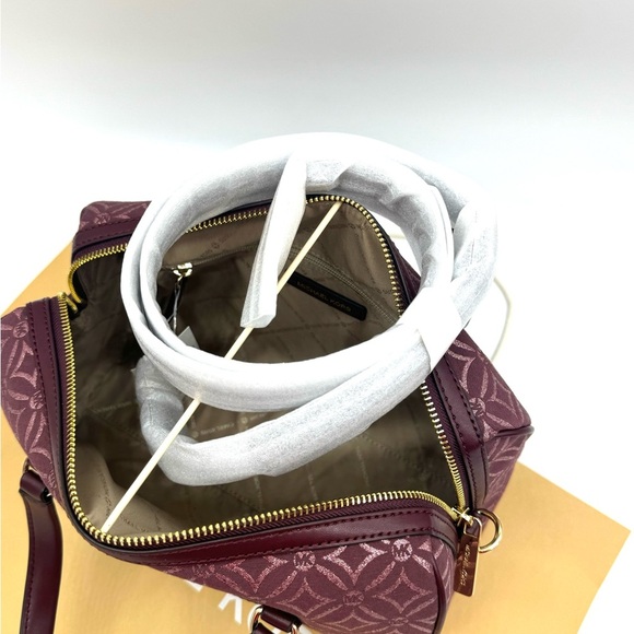 Michael Kors Medium Travel Duffle Satchel Bag Ox Blood Multi - Picture 10 of 11